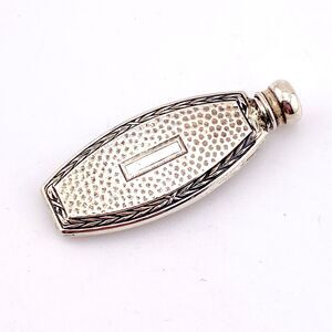 Lovely Sterling Silver Perfume Bottle for Purse Hand Hammered Front Carved Frame